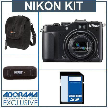Nikon CoolPix P7000 Digital Camera Kit, - with 4GB SD Memory Card, Camera Case, 2 Year Extended Service Coverage, USB 2.0 SD Card Reader image