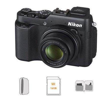 Nikon CoolPix P7800 12.2MP Digital Camera - BUNDLE - with 16GB Class 10 SDHC Card, Camera Case, and Lens Cleaning Kit