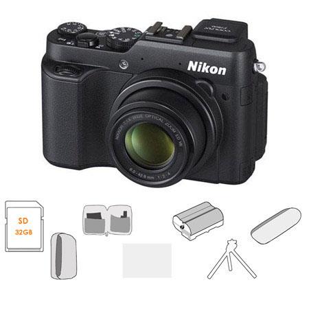 Nikon CoolPix P7800 12.2MP Digital Camera - BUNDLE - with 32GB Class 10 SDHC Card, Camera Case, Lens Cleaning Kit, 3.0