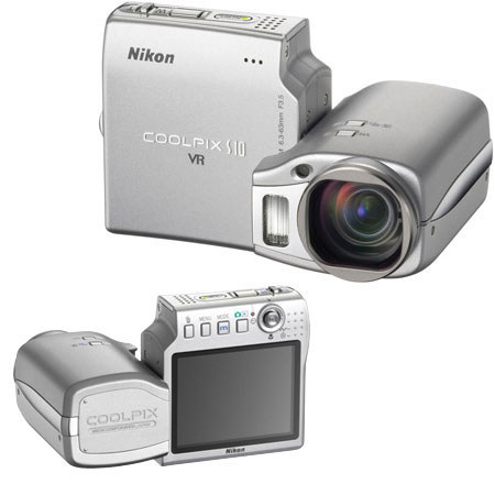 Nikon Coolpix S10 Compact Point and Shoot Digital Camera, 6.0 Megapixel, 10x Optical, 4x Digital Zoom, and 2.5" LCD Screen - Silver image