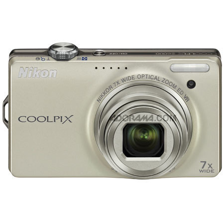 Nikon Coolpix S6000 Digital Camera, 14.2 Megapixel, 7x Zoom, 2.7" Bright Clear Color Display, 4-way VR Image Stabilization, Champagne Silver image