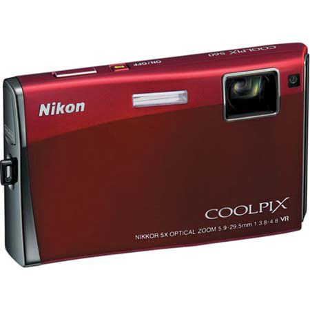 Nikon Coolpix S60 Digital Camera, 10.0 Megapixel, 5x Optical, 4x Digital Zoom, 3.5&quot; LCD Display, Crimson Red image
