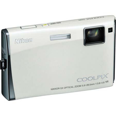 Nikon Coolpix S60 Digital Camera, 10.0 Megapixel, 5x Optical, 4x Digital Zoom, 3.5" LCD Display, Artic White image