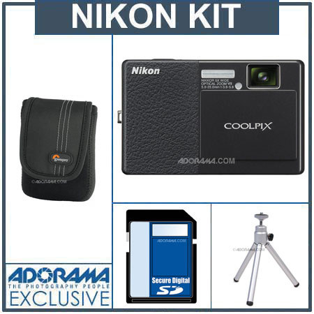 Nikon Coolpix S70 Digital Camera kit, Black - Refurbished by Nikon U.S.A. - With 4GB SD Memory Card, Camera Case, Table Top Tripod image