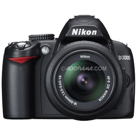 Nikon D3000 10.2 MP DSLR Camera with 18-55mm f/3.5-5.6G ED AF-S DX VR Lens - Refurbished by Nikon U.S.A. image