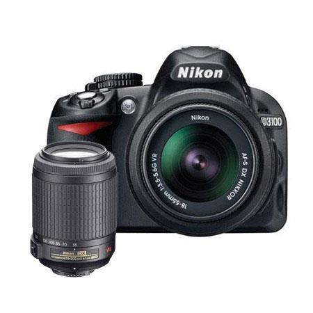 Nikon D3100 Digital SLR Camera with 18-55mm NIKKOR VR Lens, &amp; 55mm - 200mm f/4-5.6G ED AF-S VR Zoom Lens U.S.A. Warranty