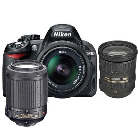 Nikon D3100 14.2 Megapixel Digital SLR Camera with 18-55mm VR Lens &amp; 55-200mm VR Lens - Bundle - with 18-200mm VR Lens