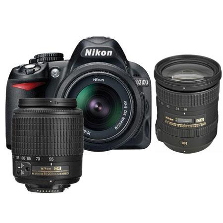 Nikon D3100 14.2 Megapixel Digital SLR Camera with 18-55mm DX Lens &amp; 55-200mm DX Lens - Bundle - with 18-200mm VR Lens