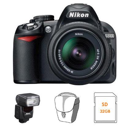 Nikon D3100 14.2 Megapixels Digital SLR Camera with 18-55mm NIKKOR VR Lens, 3" TFT LCD Display - Bundle - with Nikon SB-700 TTL AF Shoe Mount Speedlight, U