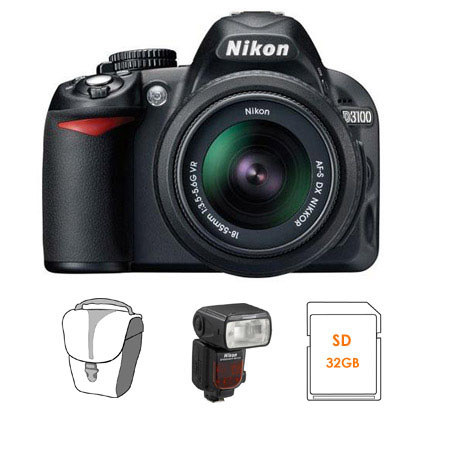 Nikon D3100 14.2 Megapixels Digital SLR Camera, 18-55mm NIKKOR VR Lens - Bundle - with Nikon SB-910 TTL AF Shoe Mount Speedlight, USA Warranty