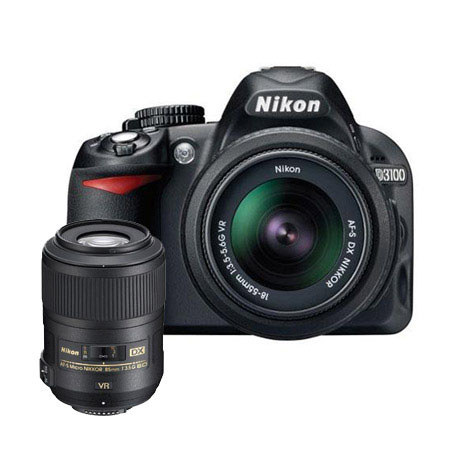 Nikon D3100 Digital SLR Camera with 18-55mm NIKKOR VR Lens, &amp; Nikon 85mm f/3.5G AF-S DX Micro ED (VR-II) Lens - U.S.A. Warranty