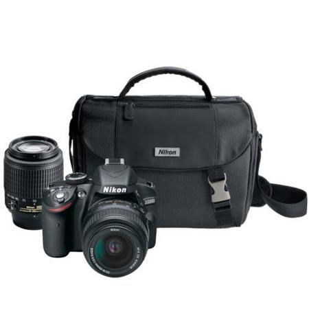 Nikon D3200 24.2MP Digital SLR Camera with 18-55mm and 55-200mm NIKKOR (Non VR) Lenses, Black - Includes Nikon Shoulder Bag