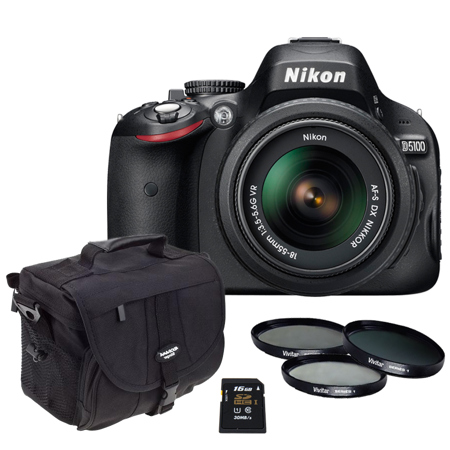 Nikon D3200 Digital SLR Camera with 18-55mm NIKKOR VR Lens, Black - Bundle - with 16GB SD Memory Card, Camera Bag, Pro Optic 52mm Photo Essentials Filter Kit