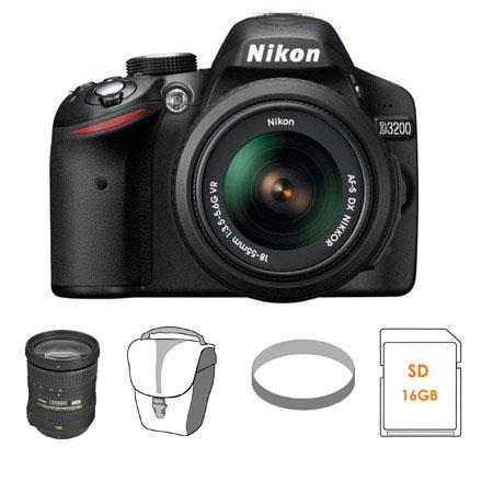 Nikon D3200 24.2 Megapixels Digital SLR Camera with 18-55mm NIKKOR VR Lens, Black - Bundle - with Nikon 18-200mm f/3.5-5.6G ED IF AF-S DX VR II Lens - Nikon USA