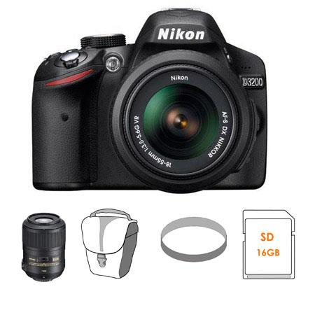Nikon D3200 24.2 Megapixels Digital SLR Camera with 18-55mm NIKKOR VR Lens, Black - Bundle - with Nikon 85mm f/3.5G AF-S DX Micro ED (VR-II) Nikkor Lens - Nikon