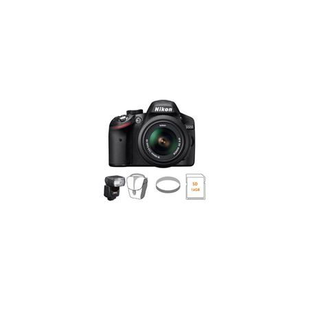 Nikon D3200 24.2 Megapixels Digital SLR Camera with 18-55mm NIKKOR VR Lens, Wi-Fi Connectivity, ISO 100 to 6400, Black - Bundle - with Nikon SB-700 TTL AF Shoe