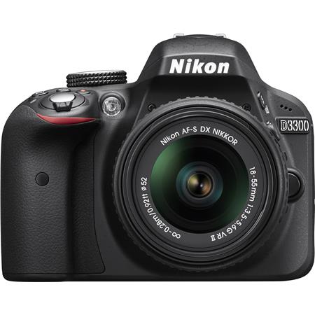 Nikon D3300 24.1 Megapixel DX-Format Digital SLR Camera Body with 18-55mm f/3.5-5.6G VR II Lens - Black