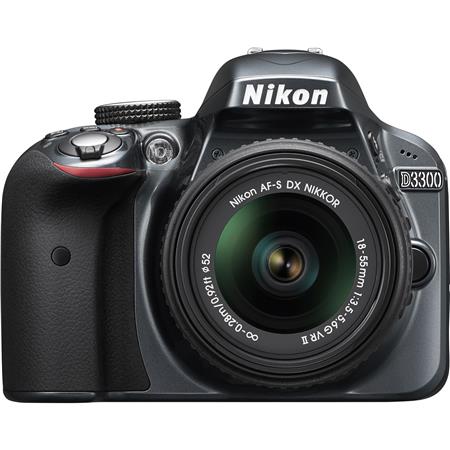 Nikon D3300 24.1 Megapixel DX-Format Digital SLR Camera Body with 18-55mm f/3.5-5.6G VR II Lens - Grey