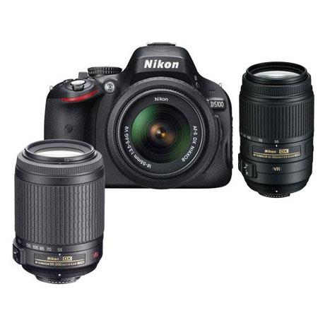 Nikon D5100 DX-Format Digital SLR Camera with 18-55mm &amp; 55-200mm VR Lens, Camera Case &amp; Nikon DVD - Bundle - with 55-300mm VR Lens