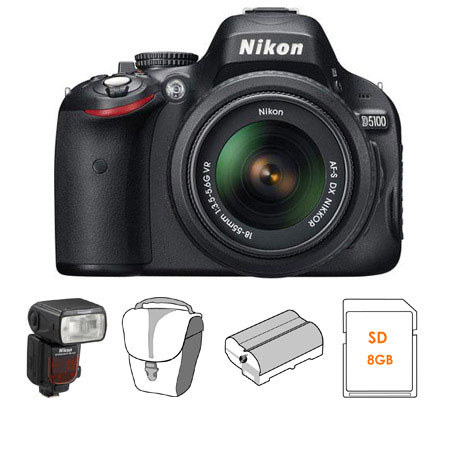 Nikon D5100 DX-Format Digital SLR Camera Kit with 18mm - 55mm f/3.5-5.6G AF-S DX (VR) Lens - Bundle - with Nikon SB-910 TTL AF Shoe Mount Speedlight, USA Warran