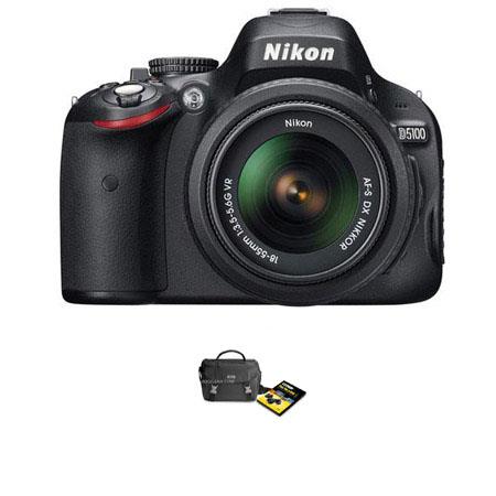 Nikon D5100 DX-Format Digital SLR Camera Kit with 18-55mm f/3.5-5.6G AF-S DX (VR) Lens - with Nikon D-SLR Camera Bag with 'Fast Fun + Easy 5' DVD set FREE