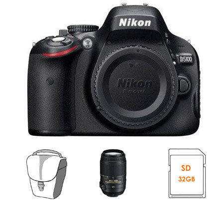 Nikon D5100 Digital SLR Camera with Nikon 55 - 300mm f/4.5-5.6G ED AF-S DX VR II Zoom Lens, U.S.A. Warranty