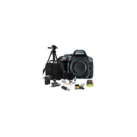 Nikon D5300 24.1 Megapixel DX-Format Digital SLR Camera Body - Grey - Bundle With Camera Bag, 32GB Ultra SDHC UHS1 CL10 Card, New Leaf 3 Year D (rops & Spills) Warranty, Spare ENEL14 Battery , Tripod, Cleaning Kit , SD Card Reader, Rapid Charger