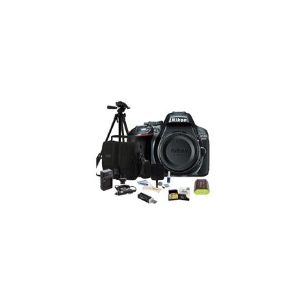 Nikon D5300 24.1 Megapixel DX-Format Digital SLR Camera Body - Grey - Bundle With Camera Bag, 32GB Ultra SDHC UHS1 CL10 Card, New Leaf 3 Year D (rops & Spills) Warranty, Spare ENEL14 Battery , Tripod, Cleaning Kit , SD Card Reader, Rapid Charger