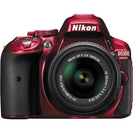Nikon D5300 24.1MP DX-Format Digital SLR Camera with AF-S DX NIKKOR 18-55mm f/3.5-5.6G VR II Lens, Red