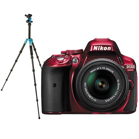 Nikon D5300 DX-Format DSLR Camera with AF-S DX NIKKOR 18-55mm f/3.5-5.6G VR II Lens, Red - Special Promotional Bundle