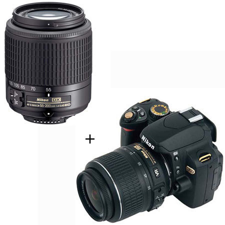 Nikon D60 Black Gold Special Edition Digital SLR Camera Two Lens Kit, with 18-55mm f/3.5-5.6 G ED AF-S DX VR &amp; 55mm - 200mm f/4-5.6G ED AF-S DX - USA Warranty image