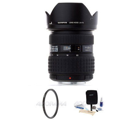 Olympus Zuiko 11-22mm f/2.8-3.5 E-ED Digital Lens Kit, with Tiffen 72mm UV Wide Angle Filter, Digital Camera & Lens Cleaning Kit