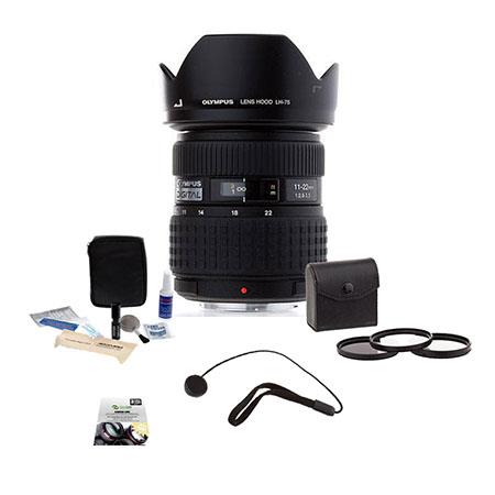 Olympus Zuiko 11-22mm f/2.8-3.5 E-ED Digital Zoom Lens for E Series DSLRs - (Four Thirds System) - Bundle With 72MM filter Kit (UV/CPL/ND2) , New leaf 5 Year (Drops & Spils) Warranty, Cleaning Kit, Lens Cap Leash