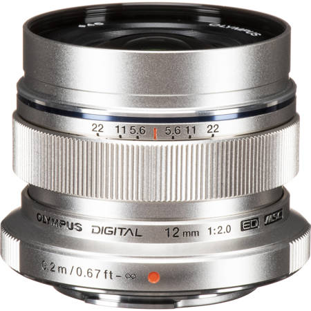 Olympus M.Zuiko Digital ED 12mm F/2 Lens - for Micro Four Thirds System - Silver