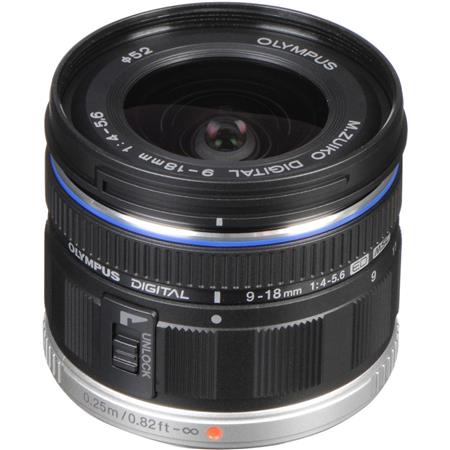 Olympus M. Zuiko Digital ED 9-18mm f4.0-5.6 Lens - Black - for Micro Four Thirds System
