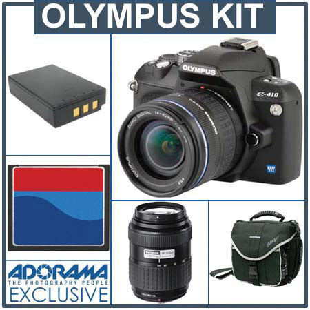 Olympus Evolt E-410 Digital SLR Camera/ Two Lens Kit with 14-42 mm &amp; 40-150 mm Lens, 2 GB CF Memory Card, Spare BLS-01 Lithium-Ion Rechargeable Battery, Slinger Camera System Bag image