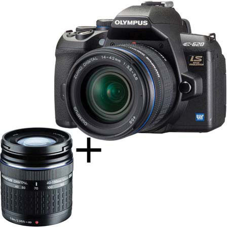 Olympus E-620 Digital SLR Camera with 14mm - 42mm F3.5-5.6 &amp; ED 40-150mm F4.0-5.6 Zuiko Digital Zoom Lenses - Refurbished by Olympus U.S.A. image