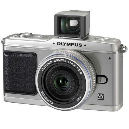 Olympus E-P1 Pen, Interchangeable Lens Digital Camera with M.Zuiko Digital 17mm f/2.8 Silver Lens &amp; Optical Viewfinder (VF-1), Silver image