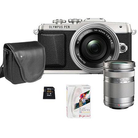 Olympus E-PL7 Mirrorless Digital Camera with 14-42mm 2R Lens, Silver Bundle With M. Zuiko Digital ED 40-150mm f/4-5.6