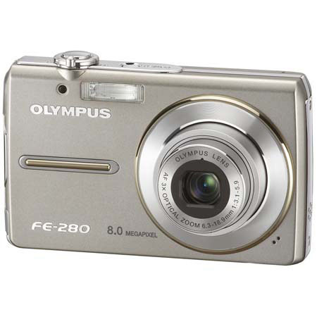 Olympus FE-280 Digital Camera, 8 Megapixel, 3x Optical, 4x Digital Zoom, 2.5&quot; LCD Display, Silver image