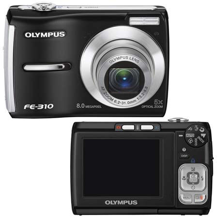 Olympus FE-310 Digital Camera, 8 Megapixel, 5x Optical Zoom, 4x Digital Zoom, 2.5" LCD Screen, Black image