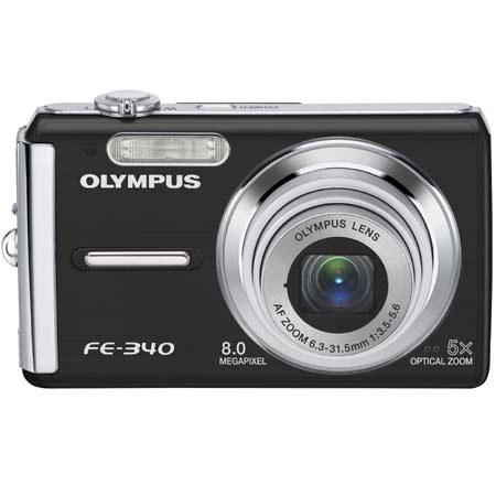 Olympus FE-340 Digital Camera, 8 Megapixel, 5x Optical Zoom, 4x Digital Zoom, 2.7&quot; LCD Screen, Black image
