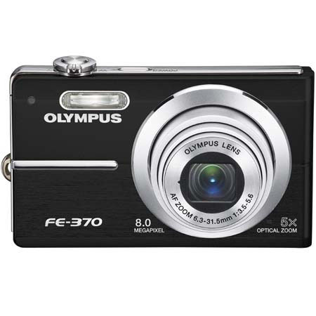 Olympus FE-370 Digital Camera with Super-slim Body, 8 Megapixel, 5x Optical Zoom, 4x Digital Zoom, 2.7" LCD Screen, Black image