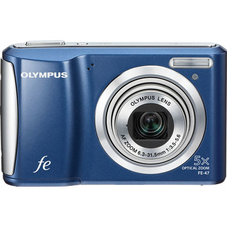 Olympus FE-47 14 Megapixels Digital Camera, 5x Optical Zoom, 4x Digital Zoom, VGA Movies with Sound, 2.7" LCD Screen, Blue image
