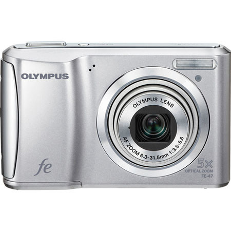 Olympus FE-47 14 MP Digital Camera, 5x Optical Zoom, VGA Movie with Sound, 2.7" LCD Screen - Silver image