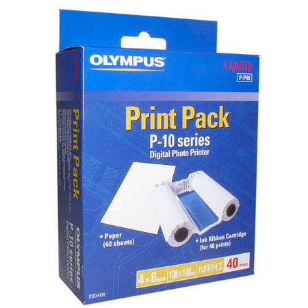 Olympus P-P40, 4"x6" Print Pack for the Olympus P-10 and P-11 Dye-Sublimation Printer, Pack of 40 Sheets &amp; 1 Ribbon. image