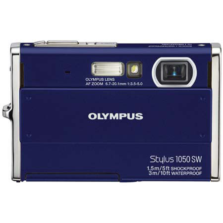 Olympus Stylus 1050 SW Digital Camera, 10.1 Megapixel, 3x Optical, 5x Digital Zoom, 2.7" LCD Screen, Blue image