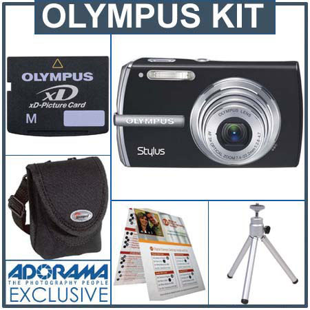 Olympus Stylus 1200 Digital Black Camera Kit, with 1 GB xD Picture Memory Card, Camera Bag, Table Top Tripod, EZ Digital Photography Guide Card image