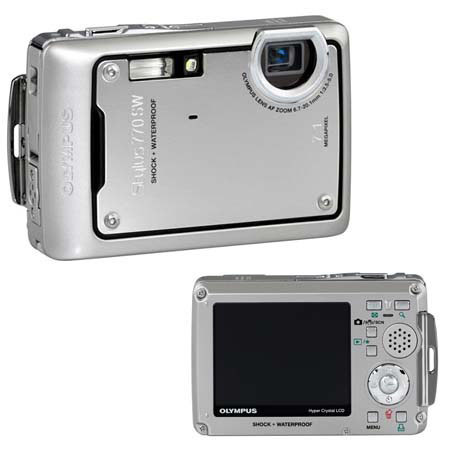 Olympus Stylus 770 SW Point &amp; Shoot Digital Camera, 7.1 Megapixel, 3x Optical, 5x Digital Zoom &amp; 2.5" LCD Screen, Shock &amp; Waterproof - Silver Finish image