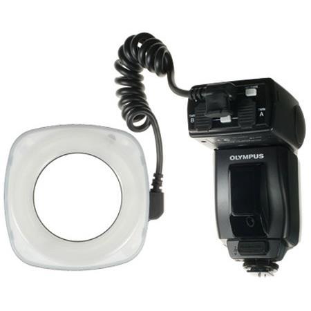 Olympus SRF-11 TTL Ring Flash Set, Guide Number of 26 Feet, (11 Meters) at ISO 100.